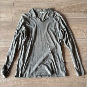 Reiss Olive Long Sleeve Polo Shirt